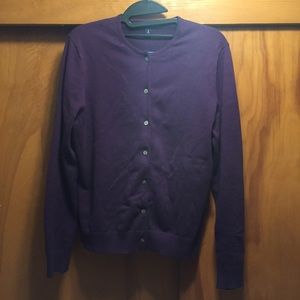 Land’s End Classic Woven Knit Cardigan Purple